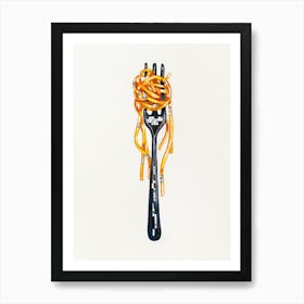 Disco Ball Pasta Fork Spaghetti Italian Kitchen Art Print