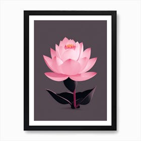 A Pink Lotus In Minimalist Style Vertical Composition 72 Art Print