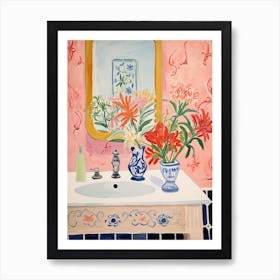 Bathroom Vanity Painting With A Snapdragon Bouquet 1 Art Print