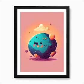 Asteroid Kawaii Kids Space Art Print