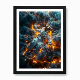 Astronaut In Space Chaos Art Print
