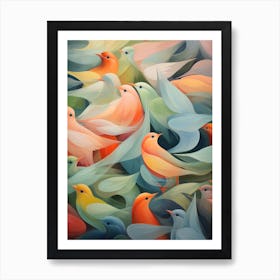 Muted Bird Pattern Art Print