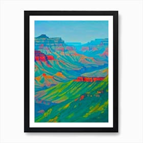 Grand Canyon National Park United States Of America Blue Oil Painting 2  Art Print