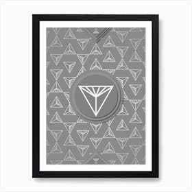 Geometric Glyph Sigil with Hex Array Pattern in Gray n.0014 Art Print