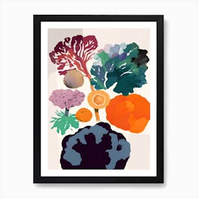 Colourful Cauliflower Illustration 1 Art Print