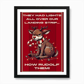 Reindeer in Christmas Lights Art Print