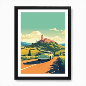 A Volkswagen Beetle In The Tuscany Italy Illustration 3 Art Print