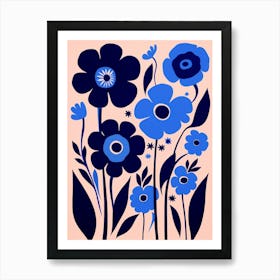 Blue Flower Illustration Flax Flower 1 Art Print