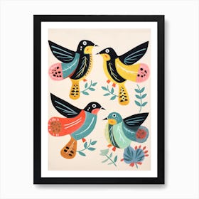 Folk Style Bird Painting Mockingbird 1 Art Print