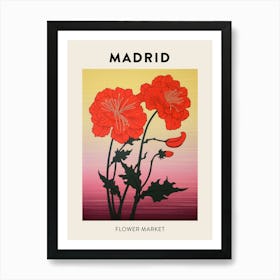 Madrid Spain Botanical Flower Market Poster Art Print