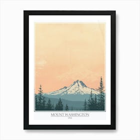 Mount Washington Usa Color Line Drawing 2 Poster Art Print