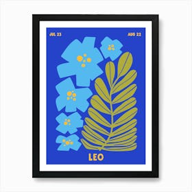 Leo Print Zodiac Poster Astrology Wall Decor Flower Market Botanical Art Print