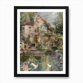 Monet Pond Fairies Scrapbook Collage 4 Art Print