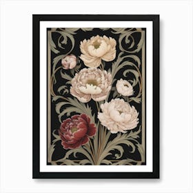 Peonies William Morris Style 2 Art Print