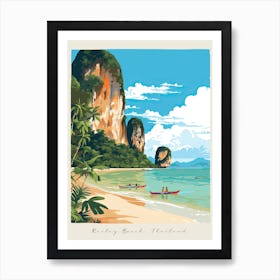 Poster Of Railay Beach, Krabi, Thailand, Matisse And Rousseau Style 4 Art Print