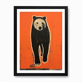 Bear, Woodblock Animal  Drawing 1 Art Print