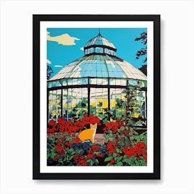 A Painting Of A Cat In Gothenburg Botanical Garden, Sweden In The Style Of Pop Art 01 Art Print