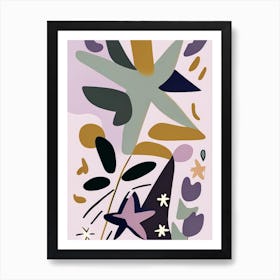 Shooting Star Wildflower Modern Muted Colours Art Print