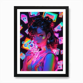 Neon Girl 3 Art Print