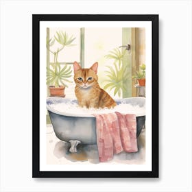 Burmese Cat In Bathtub Botanical Bathroom 3 Art Print