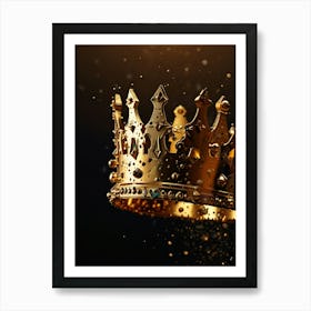 Golden Crown On Black Background Poster