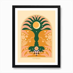 Entwined Soulmate Floral Celestial   Art Print