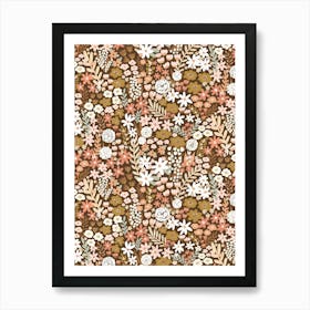 Dark Golden Autumn Floral Meadow Wildflower Garden Art Print