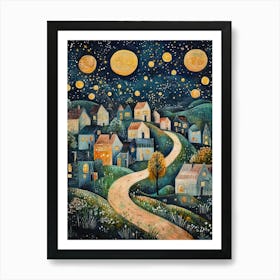 Gustav Klimt Print Night Town Klimt Poster Klimt Exhibition Poster Painting Flower Garden Stars Full Art Print