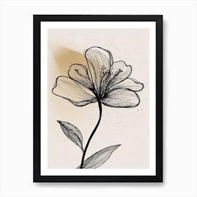 Lilies Line Art Flowers Illustration Neutral 10 Art Print