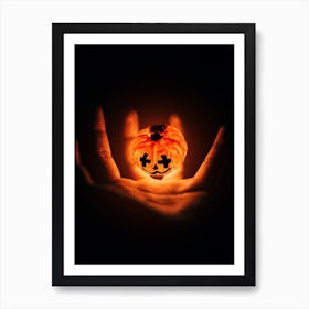 Halloween Pumpkin In A Hand Art Print