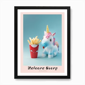 Toy Unicorn Eating Fries Poster Art Print