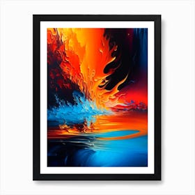 Water And Fire Elements Combined Waterscape Bright Abstract 1 Art Print