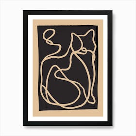 Abstract Line Art Cat 2 Art Print