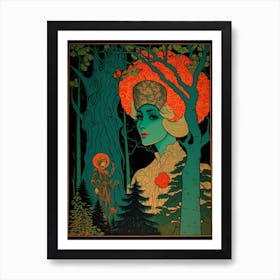 Woman In The Woods 9 Art Print