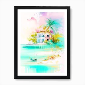 Bimini Bahamas Watercolour Pastel Tropical Destination Art Print