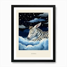 Baby Zebra Sleeping In The Clouds Nursery Poster Poster