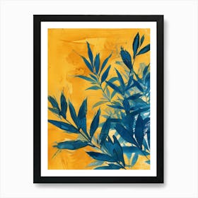 Blue And Yellow Leaves 5 Art Print