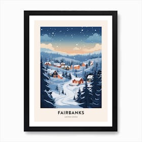 Winter Night  Travel Poster Fairbanks Alaska 2 Art Print