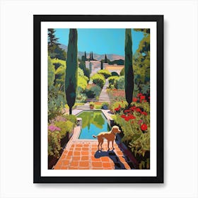 A Painting Of A Dog In Alhambra Gardens, Spain In The Style Of Pop Art 01 Art Print