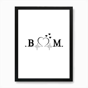 Personalized Couple Name Initial B And M Monogram Art Print