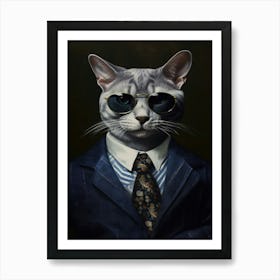 Gangster Cat Egyptian Mau 3 Art Print