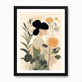 Bloom Body Woman Neutral Colours Boho Style 20 Art Print