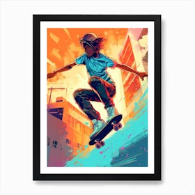 Skateboarding In Rio De Janeiro, Brazil Drawing 4 Art Print