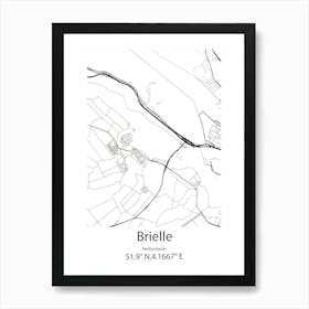 Brielle,Netherlands Minimalist Map Art Print