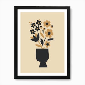 Minimal Gold and Black Daisy Flower Bouquet Print Light Version Art Print