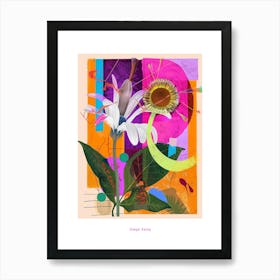 Oxeye Daisy 2 Neon Flower Collage Poster Art Print