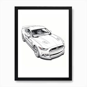 Ford Mustang Line Drawing 15 Art Print