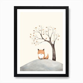 Cute Minimal Fox Illustration 4 Art Print