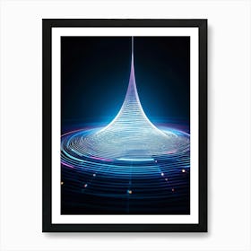 Abstract Vector Representation Of A Futuristic Concept Warp Lines Glowing With Neon Hues Converging (1) Art Print