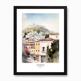 Athens Watercolour Travel Poster Art Print
